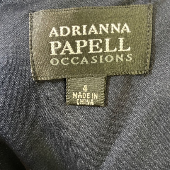 Adrianna Papell illusion accordion pleat beaded navy long gown, 4 - Picture 7 of 8